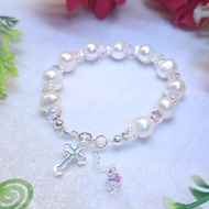 [Quà Tặng Ý Nghĩa] Vòng Tay Lắc Tay Mân Côi Trai Trắng Phối Bạc S925 | Vật Thánh Công Giáo