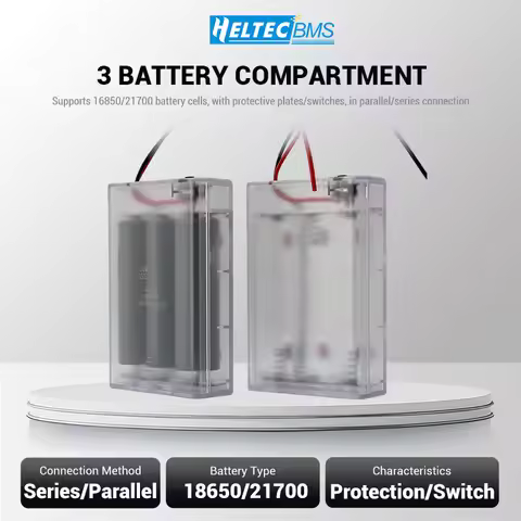 Heltecbms 18650 21700 3S 3P Battery Case 11.1V 12.6V With Switch/Protection 3 Cells Holder For Power