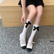 Thin Comfortable Breathable Hollow jk Socks Plaid Fishnet Socks Bow Lolita Bow Calf Socks
