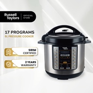 Russell Taylors Electric Pressure Cooker 17 Preset Programs Stainless Steel Pot (6L) PC6