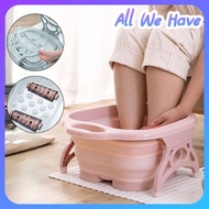 (ENHANCED VERSION 6 MASSAGERS) Foldable Foot Bath Foot Spa 6 Rollers Feet Wash Soak Foot Massage Buc