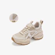 73Hours Womens Thick Bottom Heightening Dad Shoes Spring New Style Kangaroo Casual Sports Shoes Low