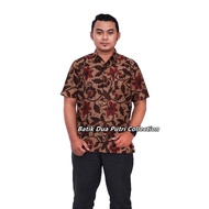 Batik Couple Blouse Batik Wanita Atasan Batik Lengan Serut Hem Batik Pria Lengan Pendek = KEMBANG GO