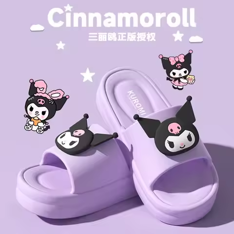 Sanrio Hello Kitty Kuromi Cinnamoroll Slippers Women Summer Eva Soft Thick Sole Indoor Outdoor Cute 