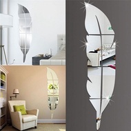 Home Decoration 15*72cm DIY Feather Pattern Acrylic Mirror Effect Sticker Wall Sticker