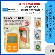 EASYSURE GCU 3-in-1 Blood Glucose, Cholesterol & Uric Acid Test Meter-2 Years Warranty& MDA Approved