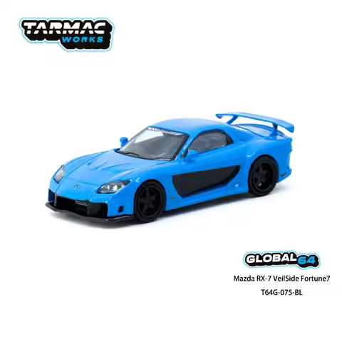 Tarmac Works 1:64 Mazda RX-7 VeilSide Fortune7 T64G-075-BL Glossy Bright Blue Regular Version Diecas