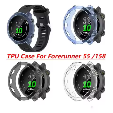 TPU Protective Case Cover for Garmin Forerunner 55 /158 Smart Watch Strap Clear Soft Silicone Bumper