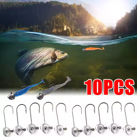 10pcs Mini Jig Head Hook 3D Eyes 0.5g 1g 2g 3g 4g 5g Crappie Carbon Steel Fishing Jig Hooks Soft Lur