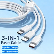 3-IN-1 Super Fast Charging data Cable USB interface 1.2M Cable Safe fast and durable 3 in 1 charging
