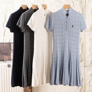 Polo Ralph Lauren 領刺繡搭片針織短袖麻花連衣裙 Dress