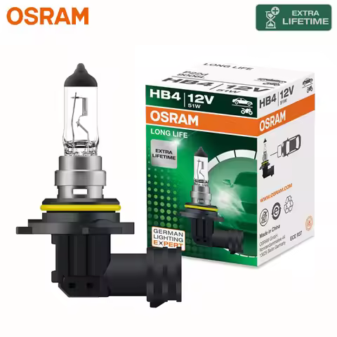 OSRAM LONG LIFE HB4 9006 Car Halogen Headlight Original Auto Bulb P22d 12V 51W 3200K White Durable S
