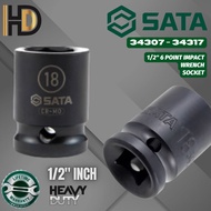 SATA 1/2" DR Impact Wrench Socket 6 Point / Short Type / Heavy Duty / 14MM - 24MM / LIFETIME WARRANT