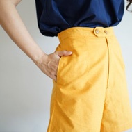 高腰拉鍊短褲 _ MANOW : 黃色