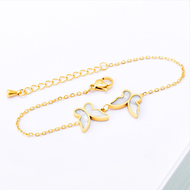 Yukis  Stainless Steel New Fashion Upscale Jewelry Embed Natural Shell 2 Butterflies Charms Chain Br