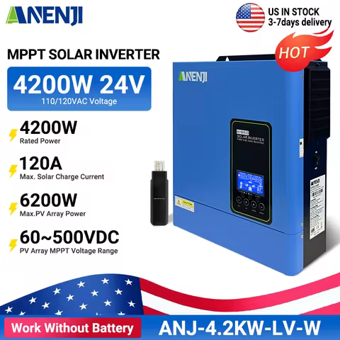 ANENJI 4.2K Hybrid solar inverter Pure Sine Wave MPPT Solar Charger off grid solar inverter for Phot