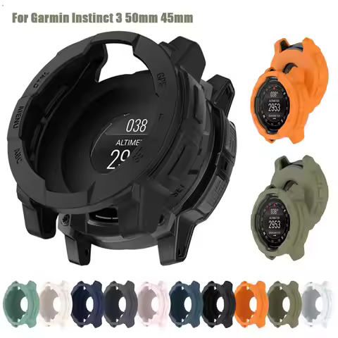 For Garmin Instinct 3 Solar AMOLED 45mm 50mm Case Cover Silicone Protective Shell Frame Bumper For G