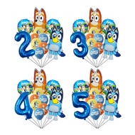 11pc / Lot  Bluey  Birthday Balloon Set Aluminum Foil Number Balloon Birthday Decoration Kids Favor