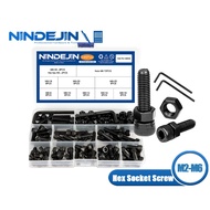 NINDEJIN Hex Socket Screw Hexagon Head Cap Bolt and Nut 12.9 Grade Carbon Steel m2 m2.5 m3 m4 m5 m6 