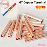 FOREVER 100Pcs GT Copper Terminal Connecting Tube, Cable Connector Kit Brass Wire Terminal Crimp, Ho