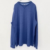 古著 Lee 長袖 T 卹，normcore，純色，圓領，復古設計，藍色，XL 碼