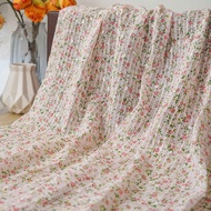 Summer pink embroidered flower printed fabric micro-permeable DIY romantic women's skirt dress 1 Met