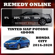 Honda City 2014-2020 Tinted Kereta 2PLY UV 99% 4 Pintu Siap Potong/Car Tinted 4 Door Precut Gelap 30% 50% 65% 80% 95%