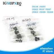 8values=100pcs 1N4148 1N4007 1N5819 1N5399 1N5408 1N5822 FR107 FR207 Switching Diode component diy k