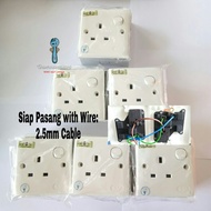 Extension Trailing Socket with 2.5mm Cable and Nut Box | 1G 2G 3G 13A Switch Socket | Internal Cable