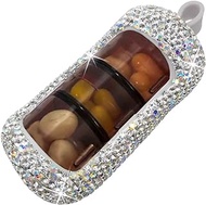 Owemtao Bling Pill Organizer - Cute and Compact Pill Box for Purse - Stylish Pill Case with Sparkling Design - Travel-Friendly Medicine Holder -Slide in/Out Design Pill Organizer (Silver)