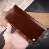 【輕薄對折 長夾】大弧角 銀釘 焦茶 Cordovan馬臀皮 客製化刻字