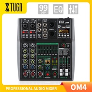 XTUGA OM4 4 Channel Audio Mixer Sound Mixing Console with USB Interface Bluetooth/MP3 Playback Built