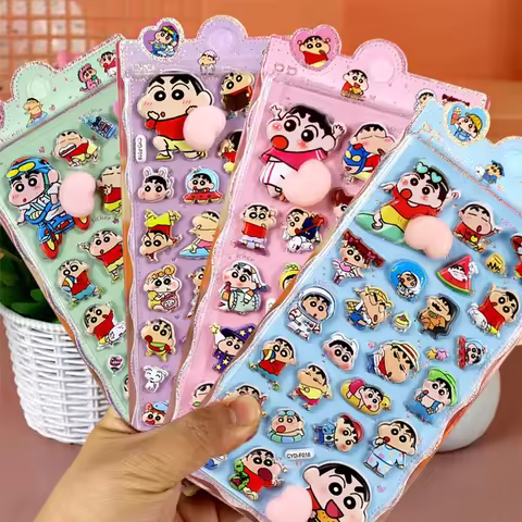 4PC/Set Cartoon Crayon Shin-chan Bouncy Butt Stickers Cute Puffy Stickers For Decorating Scrapbooks 