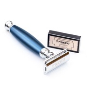 【FREED】封閉式復古雙刃安全刮鬍刀- 時尚藍 (附刀片10片)