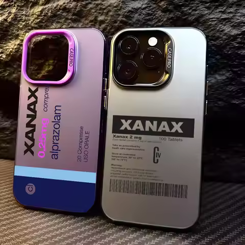 X-XANAX Chill Pill Cool Phone Case For IPhone 16 15 14 13 12 11 Pro Max Black Matte Multicolor Laser