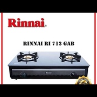 Rinnai 2-Burner Gas Stove RI 712 GA RI712GA(B) 712GA LPG - Tempered Glass - Black - Warranty