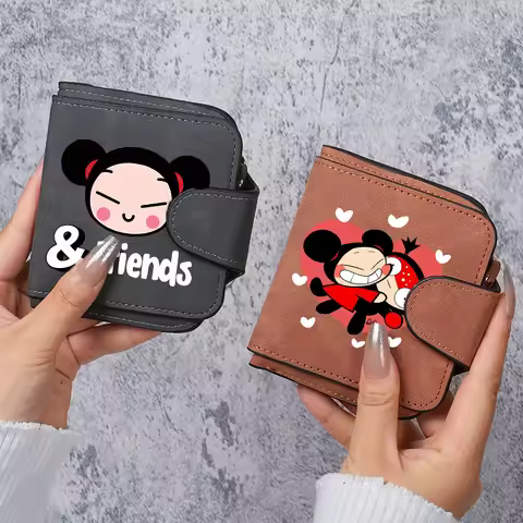 P-Pucca and Garu Women Short Wallet Card Holder Fashion Zipper Tassel Coin Purses Pocket Business Gi