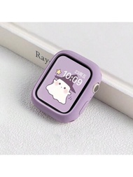 1入女性紫色糖果色硅膠保護防摔及抗碰撞智能手錶殼,可用於apple Watch Se/9/8/7/6/5/4/3/2/1的38/40/41/42/44/45mm版本
