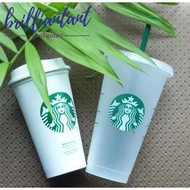 North America Starbucks Reusable Cup16oz 473ml/24oz 710ml Tumbler white coffee cup PP food grade material with Lid and Straw 【brilliantant】