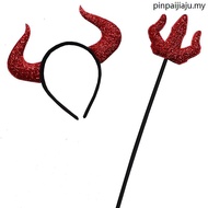 Horn Fork Devil Red Bright Silk Two-Piece Headband