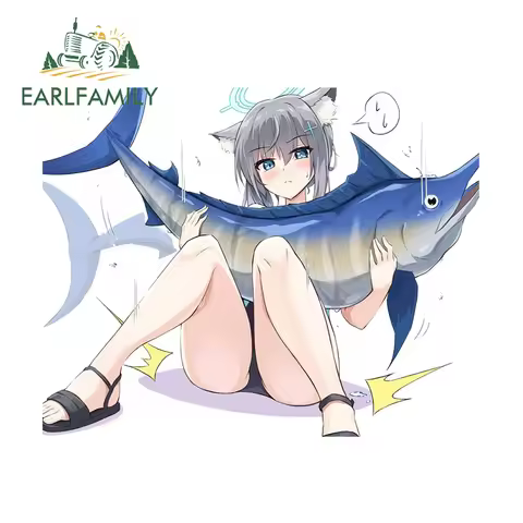 EARLFAMILY 13cm for Blue Archive Fish Hololive Car Sticker Anime Vinyl Personality Decal Car Door Pr