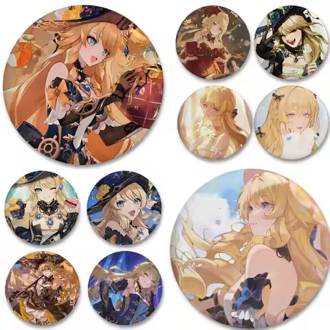 Genshin Impact Navia Caspar Enamel Pins Handmade Round Brooch L Killer Yagami Light Cosplay Badge Ba