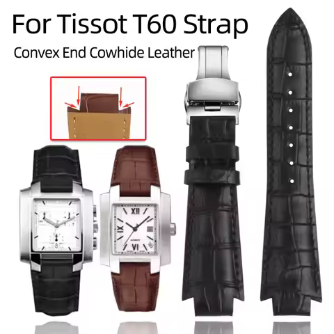 24x14mm Convex End Cowhide Leather Watchband 1853 For Tissot T60 Strap Belt L875/975K Series Watch S