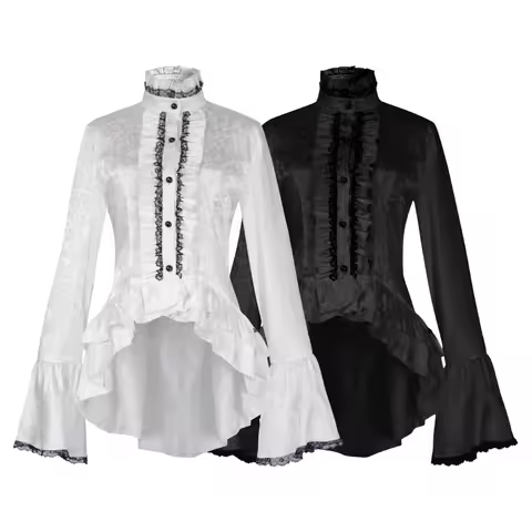 Gothic Lolita Blouse Women Victorian Style Princess Royal Flare Sleeve Shirt Tops