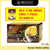 Dragon Fruit Brand Durian White Coffee 3 In 1 Instant (40g x 10 Sachets) 榴莲白咖啡 Malaysia Delica Aik Cheong White Coffee