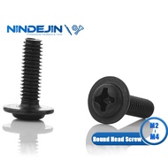 NINDEJIN Carbon Steel Cross Phillips Pan Round Truss Head With Washer Padded PWM - M2/2.5/M3/M4 (40-100 Pcs)