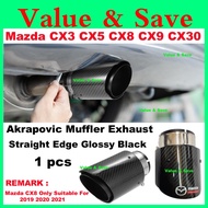 Mazda Logo CX3 CX5 CX8 CX9 CX30 Sport Muffler Exhaust Straight Edge Black Tip Stainless Steel CX-30 