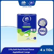 Vinda Deluxe Soft Pack Facial Tissue AppleWood Large 3-ply (110s x 4)