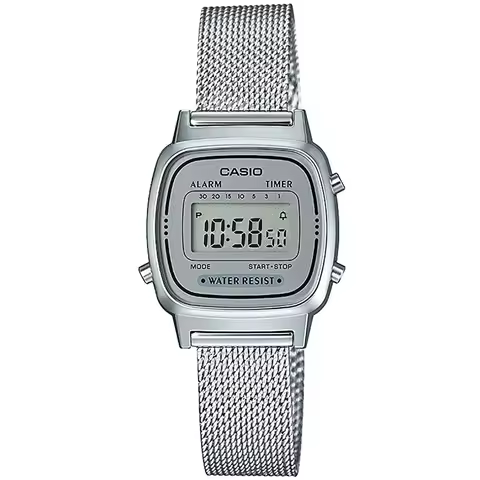Casio la670wem-7ef digital watch with calendar for women silver color.