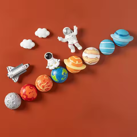 Astronaut Refrigerator Sticker, 2 Magnetic Sticker, Space Shuttle Magnet, Creative, Refrigerator Dec